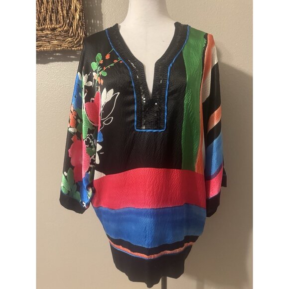 Bebe Dress S Small SILK Kimono Dolman Sleeve Resort Cruise Party SUMMER - Picture 3 of 14